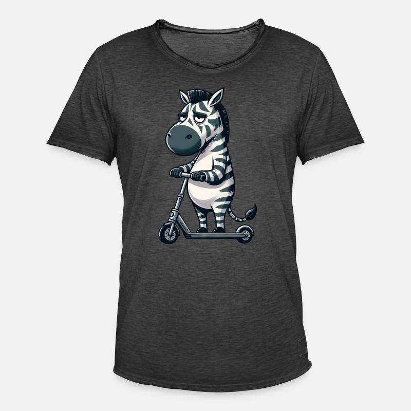 Mürrisches Zebra Roller Comic Rollerspaß - Männer Vintage T-Shirt - Vintage Schwarz