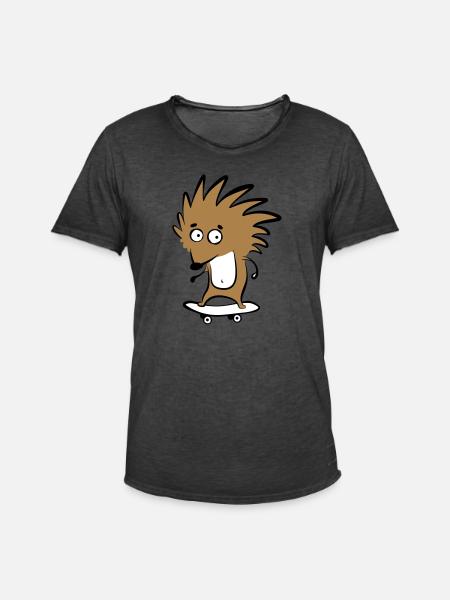 Skate-hedgehog "Knut H. Heckmann" - Men's Vintage T-Shirt - washed black