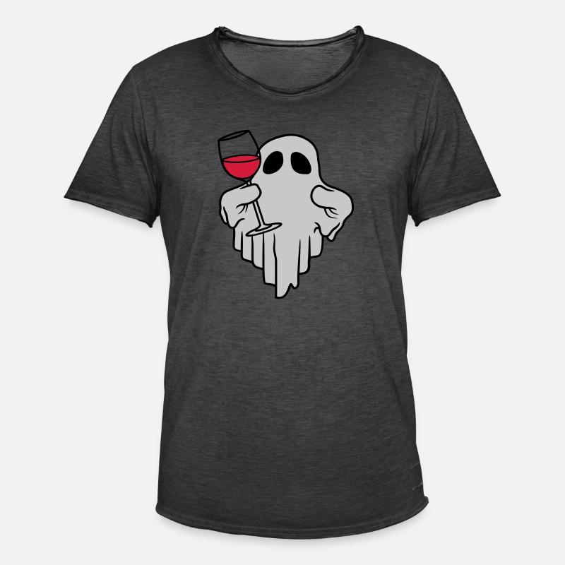 Wein trinkender Geist Comic - Männer Vintage T-Shirt - Vintage Schwarz