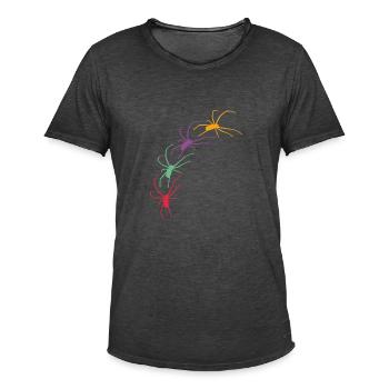 Große bunte Spinnen krabbeln diagonal - Männer Vintage T-Shirt - Vintage Schwarz - Vorne