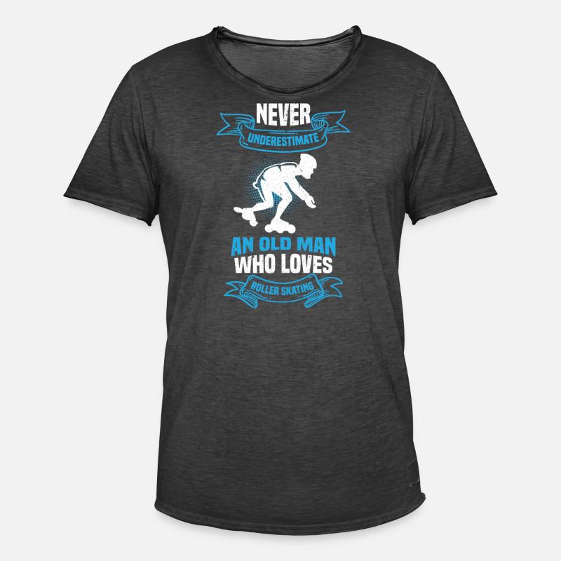 Rollerskate Rollerskating Skating Rollerblades Opa - Männer Vintage T-Shirt - Vintage Schwarz