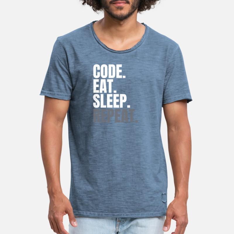 Code eat sleep repeat - Programmeur Shirt Coding T-shirt vintage Homme