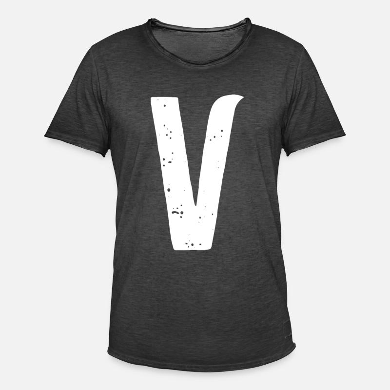 V Buchstabe - Männer Vintage T-Shirt - Vintage Schwarz