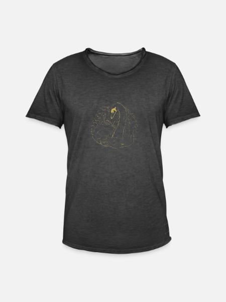 Illustrated designs with swan - Men's Vintage T-Shirt - washed black