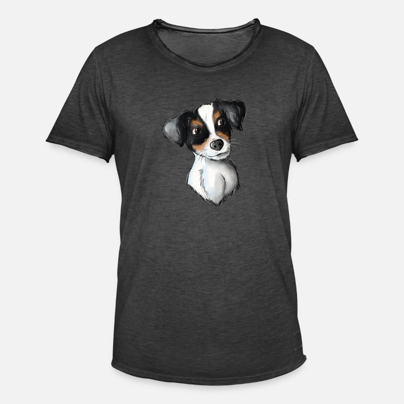 Jack Russell Pattern 3 - Männer Vintage T-Shirt - Vintage Schwarz