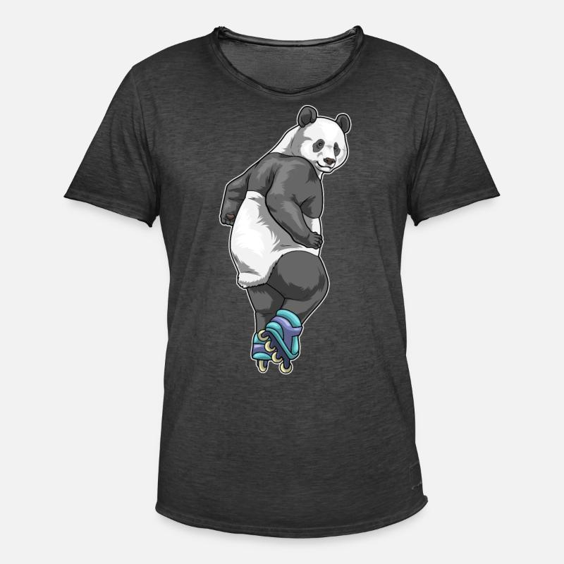 Panda Inline skating Rollschuhe - Männer Vintage T-Shirt - Vintage Schwarz