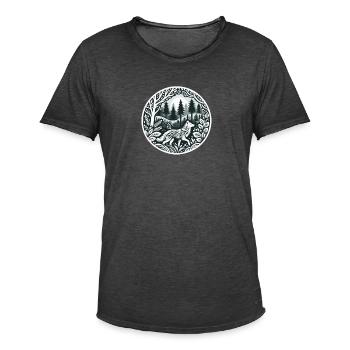 Wolf im Wald - Männer Vintage T-Shirt - Vintage Schwarz - Vorne - Jose (178cm)