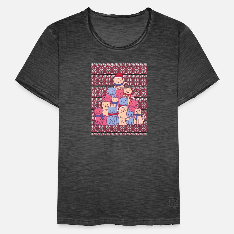 Pull de Noël laid sapin de chats T-shirt vintage Homme