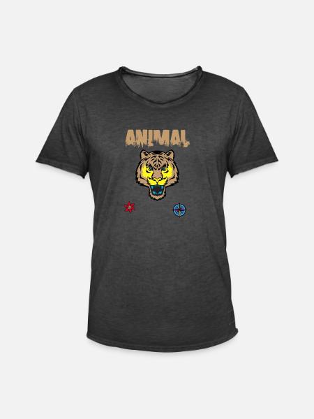 tiger face drawing - Men's Vintage T-Shirt - washed black