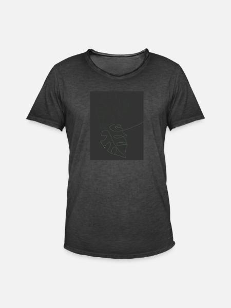 Oneline Pflanze - Männer Vintage T-Shirt - Vintage Schwarz