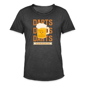 Ich bin nur für Darts hier Bierkrug Ironie Mann - Männer Vintage T-Shirt - Vintage Schwarz - Vorne