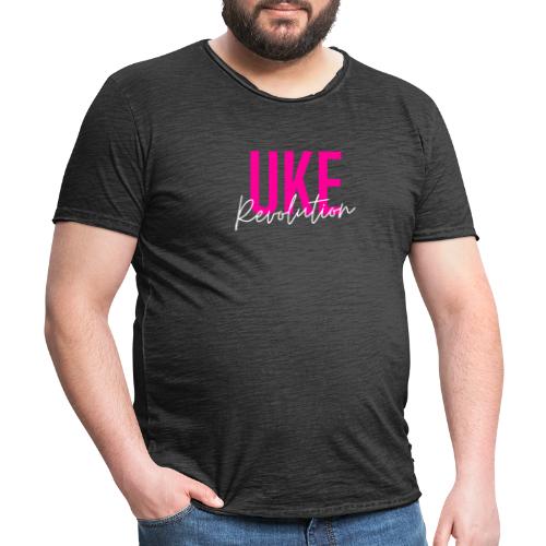 Front Only Pink Uke Revolution Name Logo - Men's Vintage T-Shirt