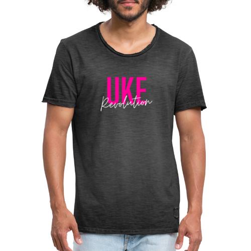 Front Only Pink Uke Revolution Name Logo - Herre vintage T-shirt