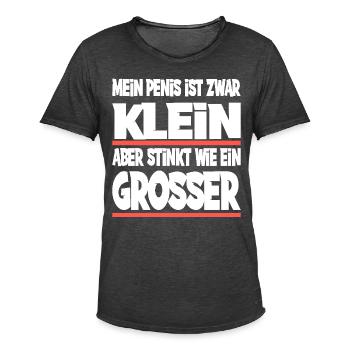 Mein Penis ist zwar klein - Männer Vintage T-Shirt - Vintage Schwarz - Vorne
