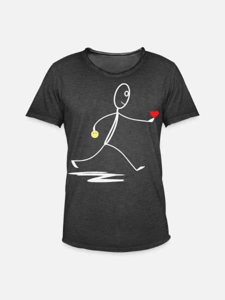 Herz - Herzlich - Strichmännchen - Männer Vintage T-Shirt - Vintage Schwarz
