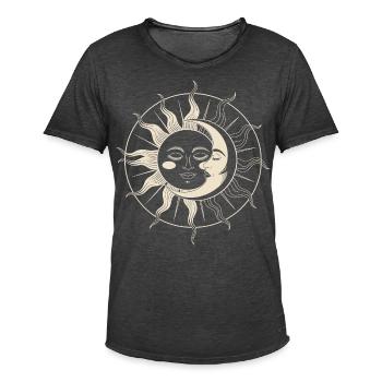 Sonne trifft Mond: Himmlische Harmonie - Männer Vintage T-Shirt - Vintage Schwarz - Vorne