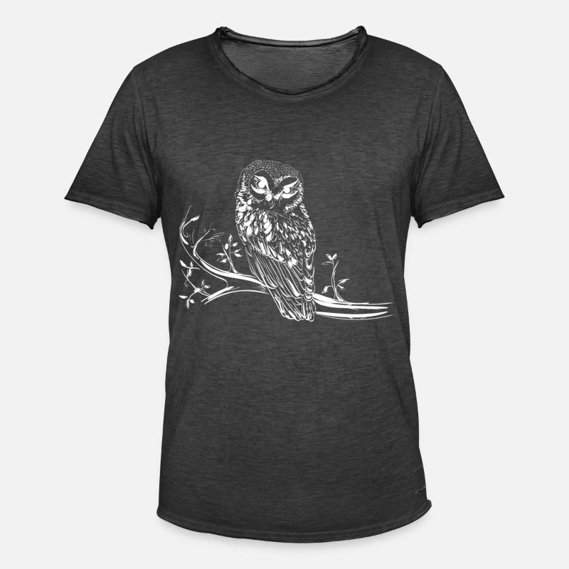 Hübsche weiße Eule Waldbewohner Geschenk - Männer Vintage T-Shirt - Vintage Schwarz