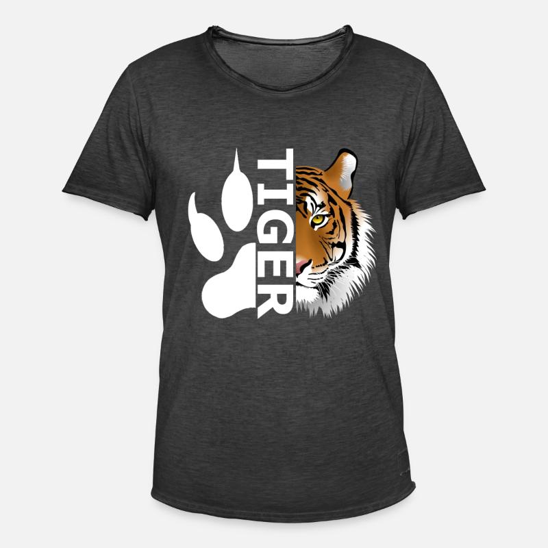 Tiger - Männer Vintage T-Shirt - Vintage Schwarz