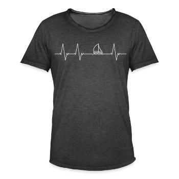 Herzschlag für Segeln (weiß) - Männer Vintage T-Shirt - Vintage Schwarz - Vorne