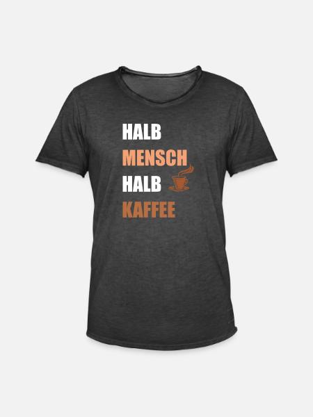 Halb Mensch Halb Kaffe - Männer Vintage T-Shirt - Vintage Schwarz