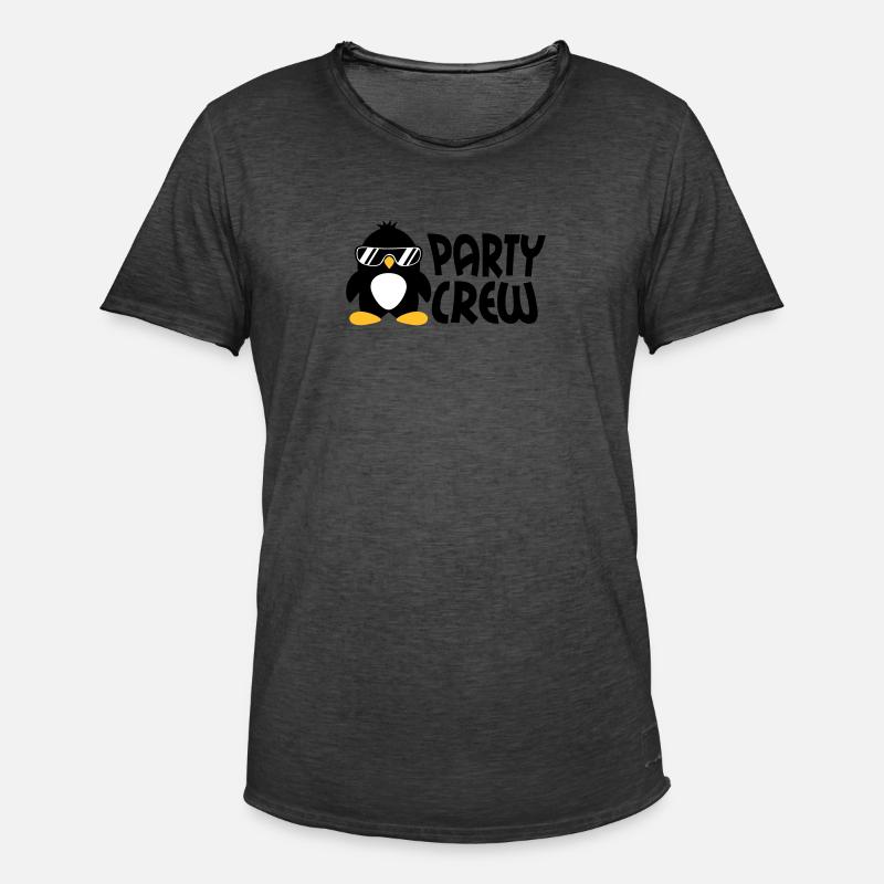 Party Crew Penguin - Männer Vintage T-Shirt - Vintage Schwarz