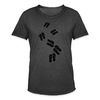 Icône Tongs - T-shirt vintage Homme - noir vintage - Devant - Jose (178cm)