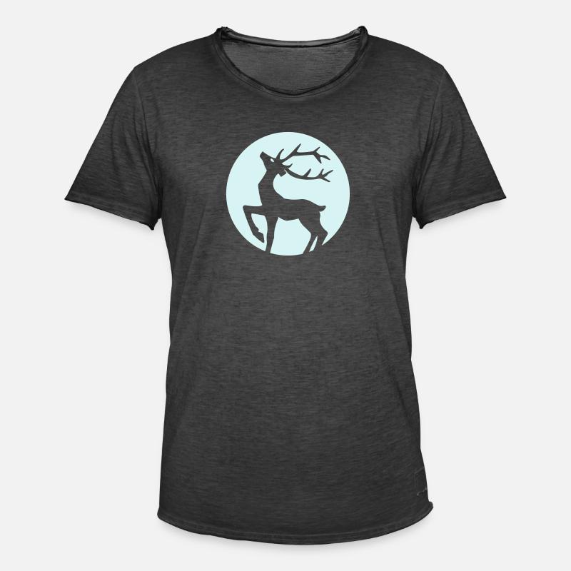 Hirsch - Männer Vintage T-Shirt - Vintage Schwarz