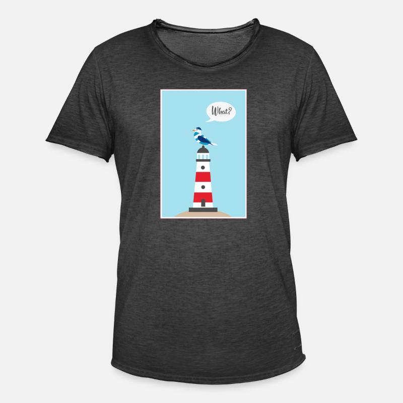Leuchtturm - Möwe - Comic - Geschenk - Männer Vintage T-Shirt - Vintage Schwarz