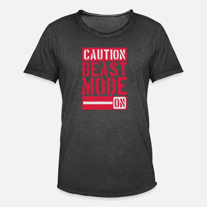 Caution Beast Mode On - Männer Vintage T-Shirt - Vintage Schwarz