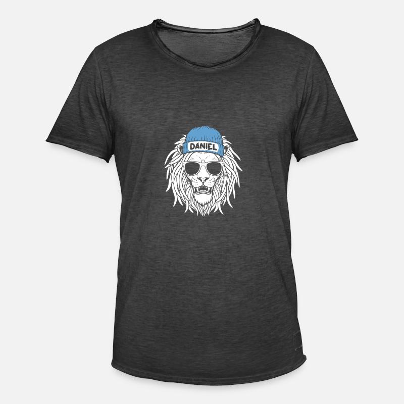 Löwe Daniel - Männer Vintage T-Shirt - Vintage Schwarz