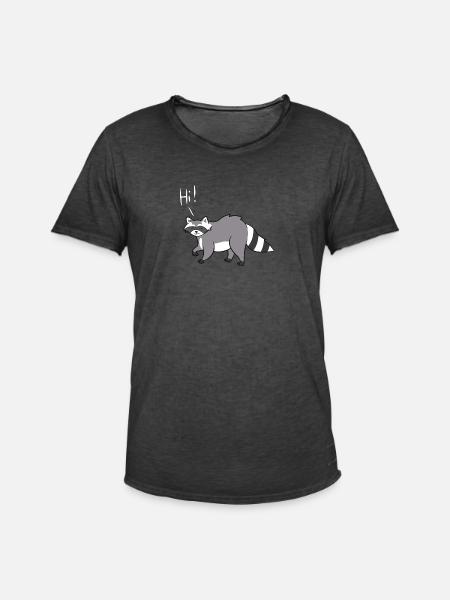 Raccoon - Hi - Men's Vintage T-Shirt - washed black