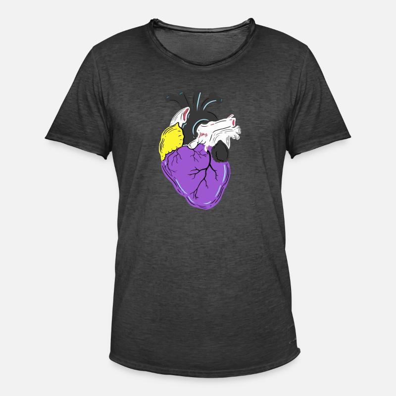 Nonbinary Pride Heart Nonbinary Pride - Men's Vintage T-Shirt - washed black