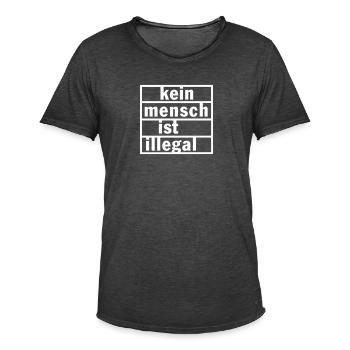 Kein Mensch ist Illegal - Männer Vintage T-Shirt - Vintage Schwarz - Vorne - Jose (178cm)