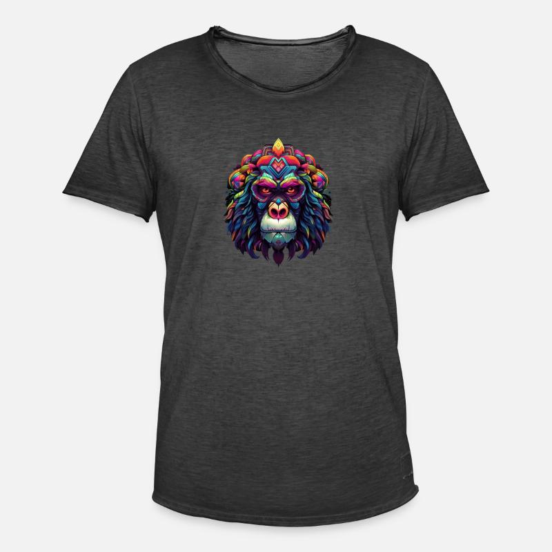 Mystischer Regenbogenaffe - Männer Vintage T-Shirt - Vintage Schwarz