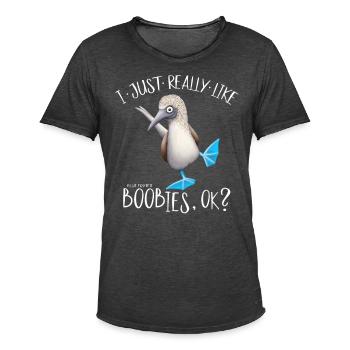 I Like Boobies Blaufüßtölpel Brüste Humor Geschenk - Männer Vintage T-Shirt - Vintage Schwarz - Vorne