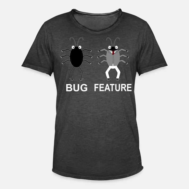 Bug Feature - Computer Scientist Programmer - Men's Vintage T-Shirt - washed black