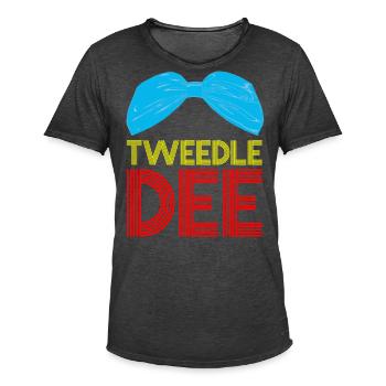 Tweedle Dee et Tweedle Dum Chemises partenaires - T-shirt vintage Homme - noir vintage - Devant - Jose (178cm)