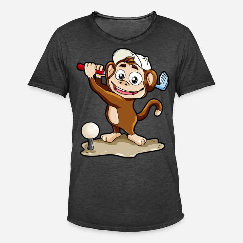 Golf Playing Monkey Monkey Golfer Minigolf Comic - Men's Vintage T-Shirt - washed black