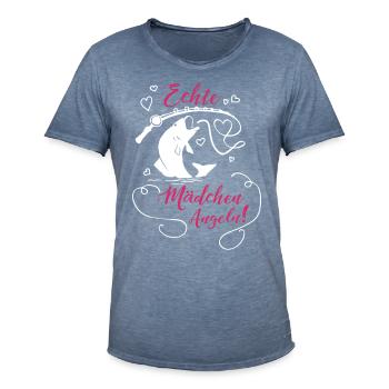 Echte Mädchen Angeln - Männer Vintage T-Shirt - Vintage Denim - Vorne - Jose (178cm)