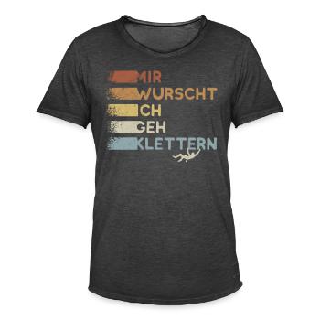 Retro Boulderer Mir Wurscht ich geh Klettern - Männer Vintage T-Shirt - Vintage Schwarz - Vorne