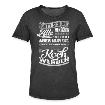 Koch Gott - Männer Vintage T-Shirt - Vintage Schwarz - Vorne