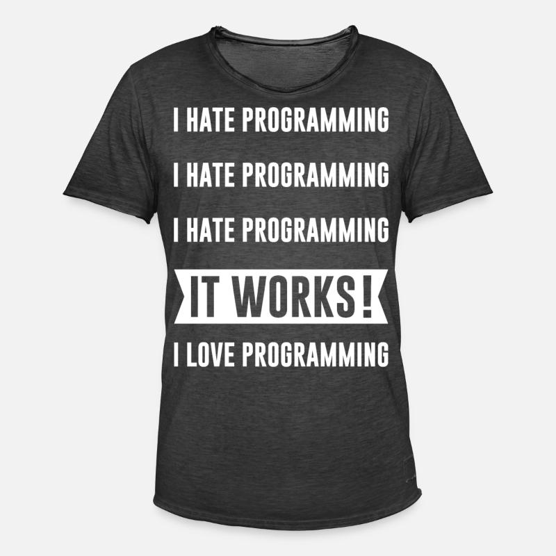 Programmierer - I HATE PROGRAMMING - Männer Vintage T-Shirt - Vintage Schwarz