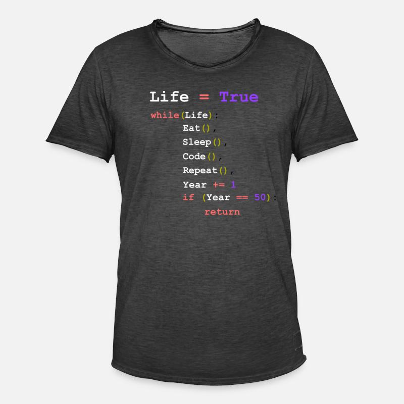 Eat Sleep Code Repeat - Programmierer - Männer Vintage T-Shirt - Vintage Schwarz