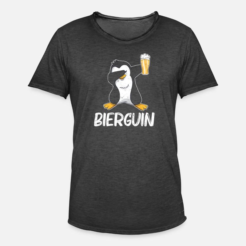 Pinguin Bier Biertrinker - Männer Vintage T-Shirt - Vintage Schwarz