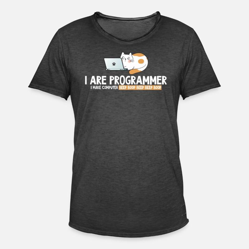I program cat programmer - Men's Vintage T-Shirt - washed black