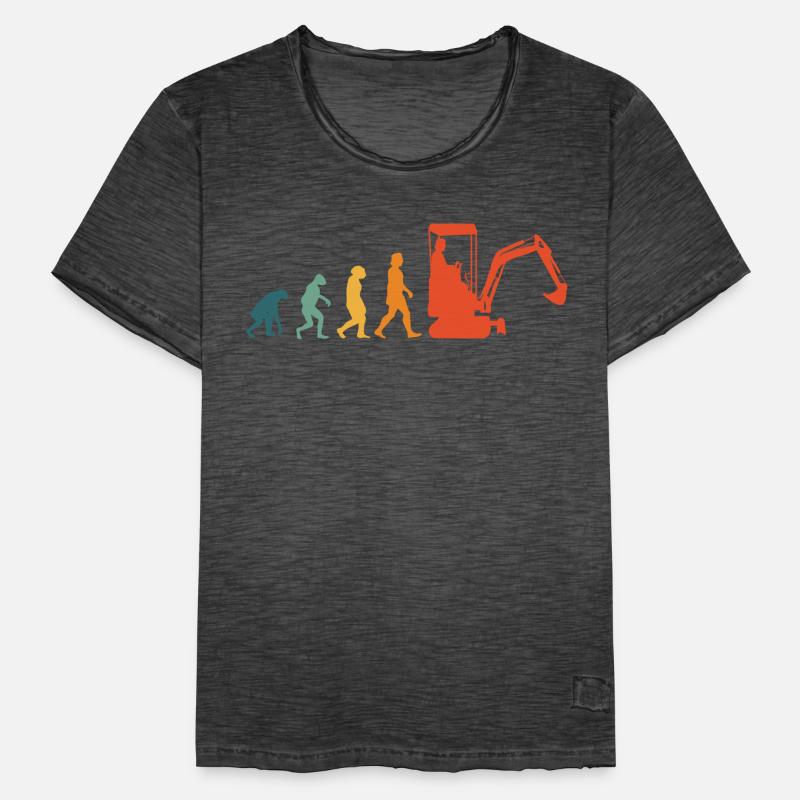 Excavator Operator Evolution Retro Excavator Excavator Driver Men's Vintage T-Shirt