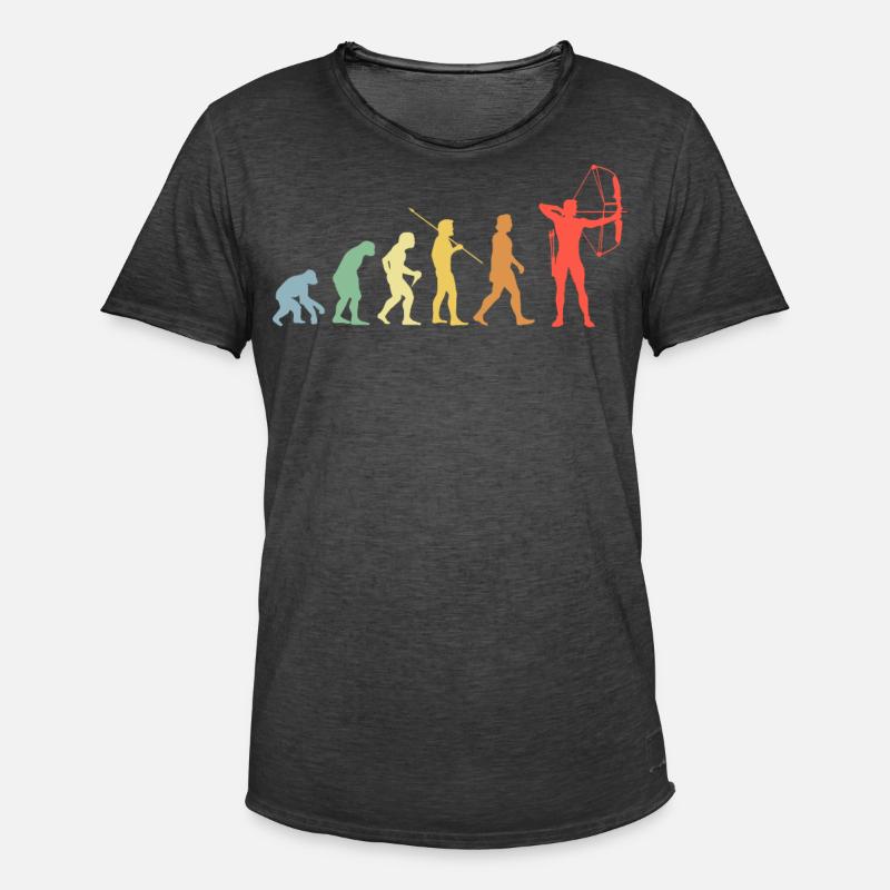 Bogen Evolution Retro Bogenschießen Bogenschütze - Männer Vintage T-Shirt - Vintage Schwarz