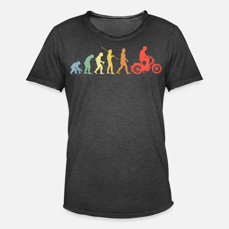 Mofa Evolution Retro Moped Mofafahrer - Männer Vintage T-Shirt - Vintage Schwarz