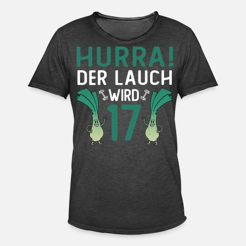 Hurra der Lauch wird 17 - Männer Vintage T-Shirt - Vintage Schwarz