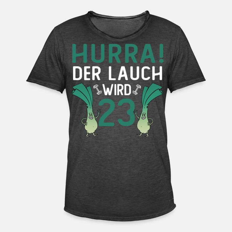 Hurra der Lauch wird 23 - Männer Vintage T-Shirt - Vintage Schwarz